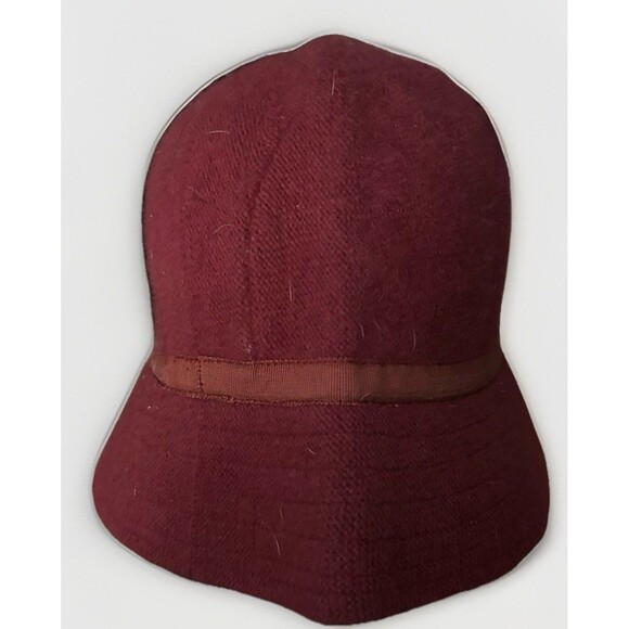 Gap Bucket Hat Womens Cloche Red Fuzzy Rabbit Hair Wool - Picture 3 of 6